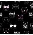 cute handdrawn cat seamless pattern vector image
