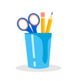 stationery items closeup flat vector image
