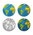 earth planet color vintage engraving vector image