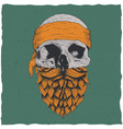 skull with beard vector image