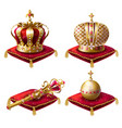 royal crowns scepter and orb realistic set vector image vector image