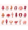 smiling isolated meat cartoon characters vector image