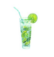 watercolor classical mojito cocktail vector image