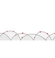 red hearts on black doodle arcs seamless vector image