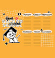 a school calendar with cartoon hand drawing vector image