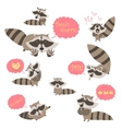 collection of funny raccoons vector image