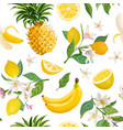 seamless fruit pattern lemon banana pineapple vector image vector image