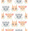 cute childish pattern with heads of animal vector image