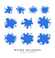 silhouette of water splash blue color set ideal vector image vector image