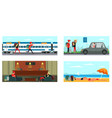 tourists adventure flat set vector image