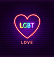 lgbt love neon label vector image vector image