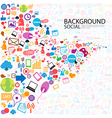 social network background with media icons vector image