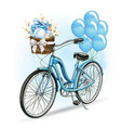 watercolor baby shower blue bike vector image vector image