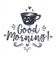 coffee cup with lettering vector image vector image