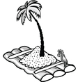 floating raft with a palm tree vector image