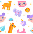 color animals seamless pattern vector image vector image