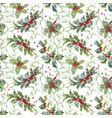 beautiful floral christmas seamless pattern vector image