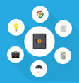flat icon finance set of strongbox calculate vector image