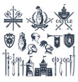 Medieval heraldic symbols isolate on white Vector Image