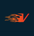 letter v flame logo speed design concept vector image vector image