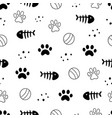 cat toy fooprint pattern seamless hand drawn vector image