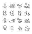 electric car charge outline icons battery station vector image