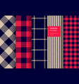gingham plaid seamless pattern set vector image vector image