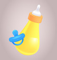realistic of baby bottle and pacifier for yo vector image