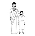 indian family avatar cartoon character in black vector image