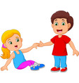 Boy helping a girl stand up Royalty Free Vector Image