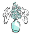 hand witch with fire mystic character alchemy vector image