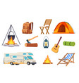set camping elements vector image