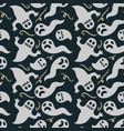 seamless pattern with cute little cartoon ghosts vector image vector image