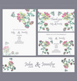 wedding stationary set template with flower vector image vector image