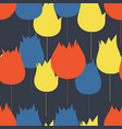 tulip flowers stems seamless pattern in bright vector image vector image
