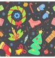 seamless pattern with christmas elements new year vector image
