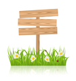 wooden signboard for guidepost with field green vector image