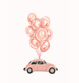 pink female car with balloons for your design vector image