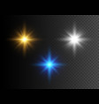 set glowing lights stars transparent effect vector image vector image