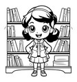 Black and white cartoon of little girl Royalty Free Vector