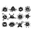 cartoon virus black icons vector image vector image