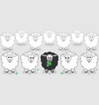 white sheep surround black sheep vector image vector image
