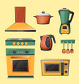 cartoon set of household kitchen appliances vector image