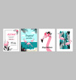 flamingo posters tropical banners and birthday vector image