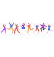 young people jump jumping students excited vector image vector image