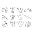 line kitchen tools continuous doodle cooking vector image