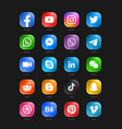 social media modern glass 3d web icons set vector image vector image