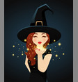 halloween woman blowing kiss vector image