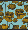 yellow poppies on a turquoise background seamless vector image