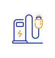 charging station line icon car charge plug sign vector image vector image